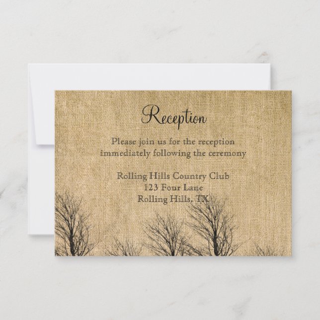 Burlap and Birch Posh Wedding Reception Invitation (Front)