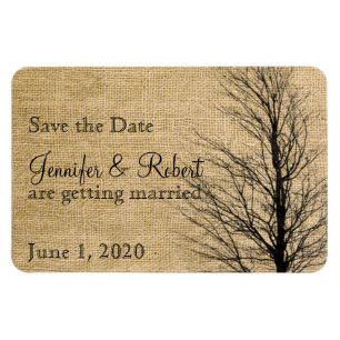 Burlap and Birch Posh Wedding Save the Date Magnet