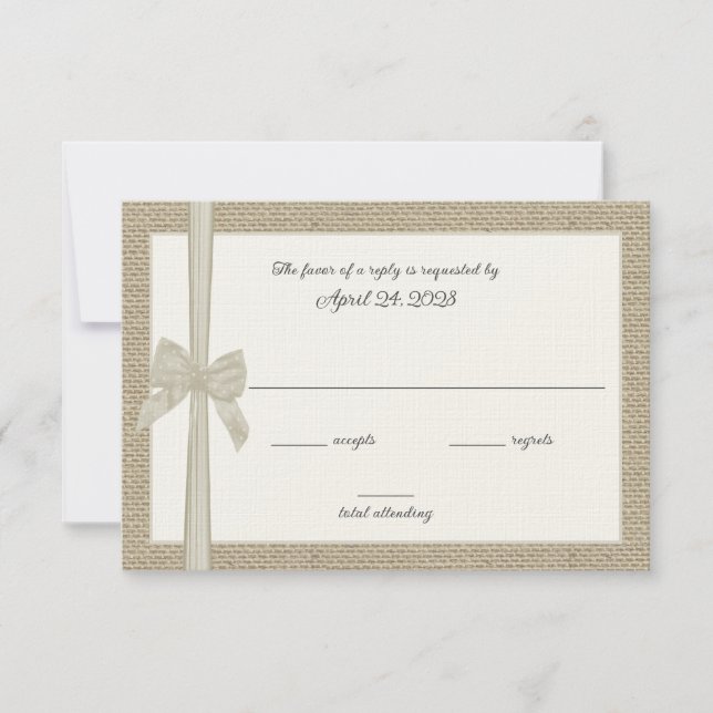 Burlap and Bow Custom Response Card (Front)