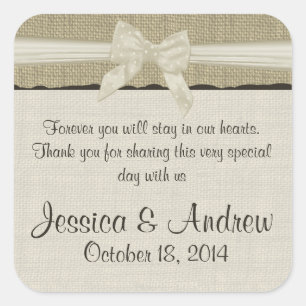 Burlap and Bow Rustic Country Square Sticker