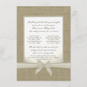 Burlap and Bow Rustic Wedding Accommodations Enclosure Card