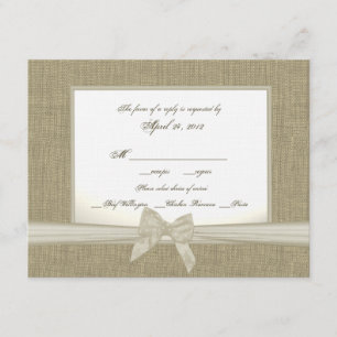Burlap and Bow Rustic Wedding RSVP Card