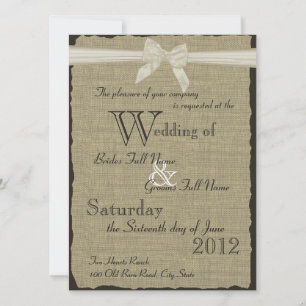 Burlap and Bow Wedding Invitation