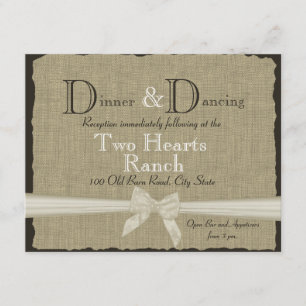 Burlap and Bow Wedding Reception Enclosure Card