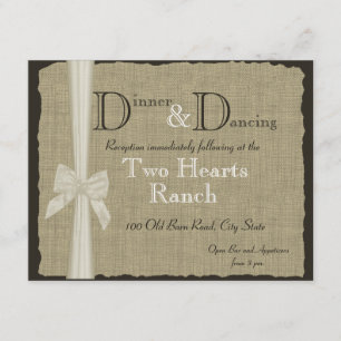 Burlap and Bow Wedding Rustic Reception Invitation
