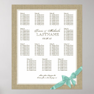 Burlap and Bow Wedding Seating Chart