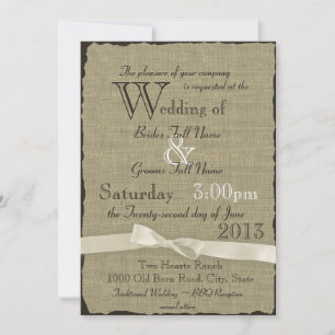 Burlap and Bows Rustic Wedding Invitation