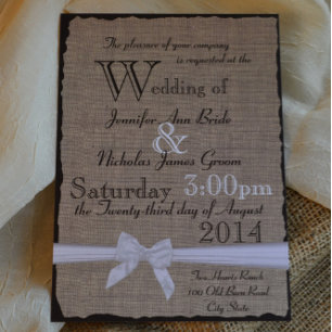 Burlap and Bows Rustic Wedding Invitation
