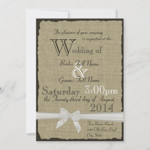 Burlap and Bows Rustic Wedding Invitation