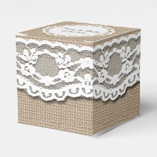 Burlap and Lace Art Favor Box (Front Side)