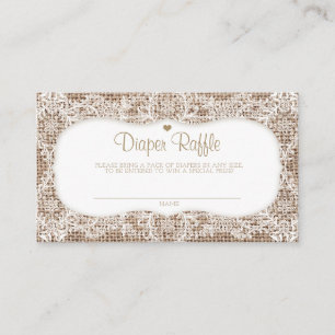Burlap and Lace Baby Diaper Raffle Business Card