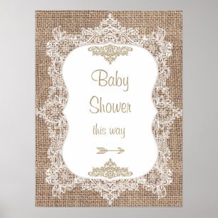 Burlap and Lace Baby Shower Poster