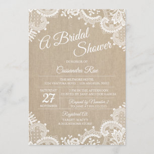 Burlap and Lace Bridal Shower Invitation