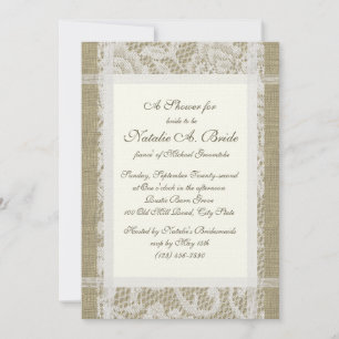 Burlap and Lace Bridal Shower Invitation