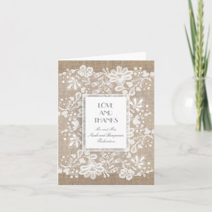 Burlap and Lace Elegant Vintage Wedding Thank You Card