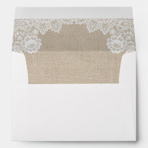 Burlap and Lace Lined Envelopes Return Address