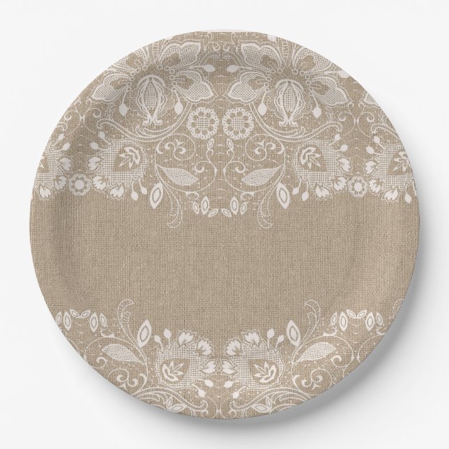 Burlap and Lace Paper Plate (Front)