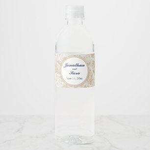 Burlap and Lace Personalised Wedding Water Bottle Label