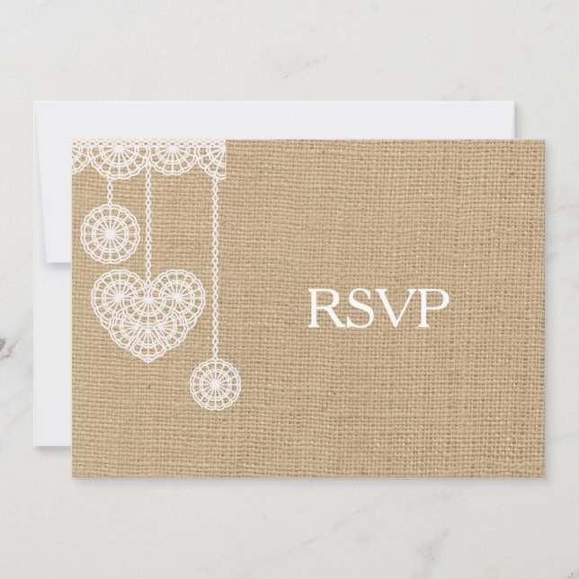 Burlap and Lace RSVP Invitation (Front)