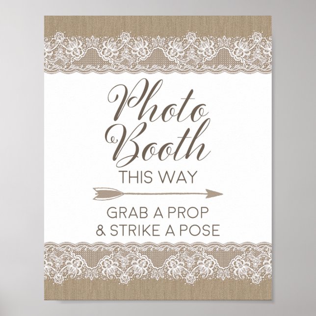 Burlap and Lace Rustic Wedding, Bridal Shower Sign (Front)