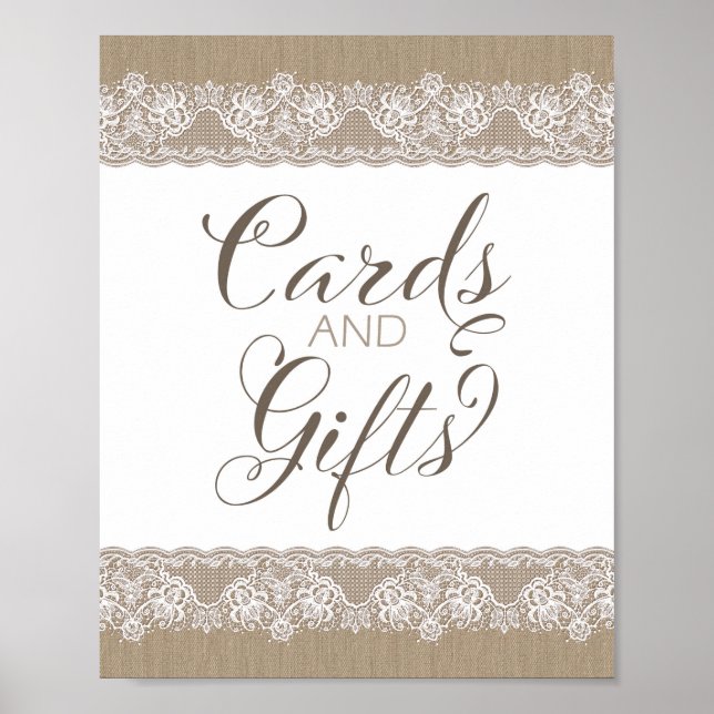 Burlap and Lace Rustic Wedding, Bridal Shower Sign (Front)