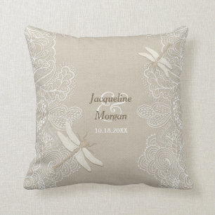 Burlap and Lace Rustic Wedding Pillow - Customise