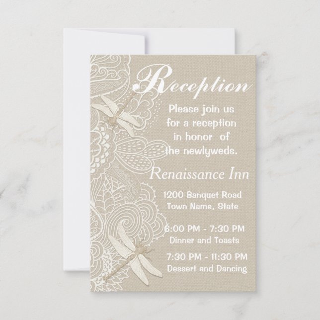 Burlap and Lace Rustic Wedding Reception Invitation (Front)