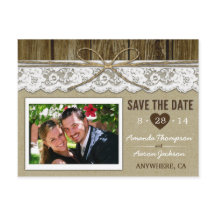 Burlap and Lace Save the Date Wedding Postcards
