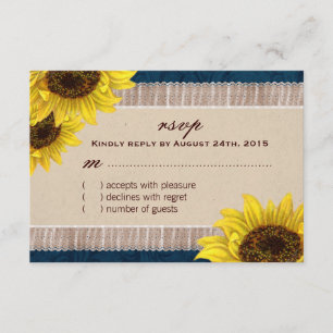 Burlap and Lace, Sunflower RSVP Cards