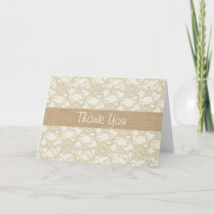 Burlap and Lace Thank You Card