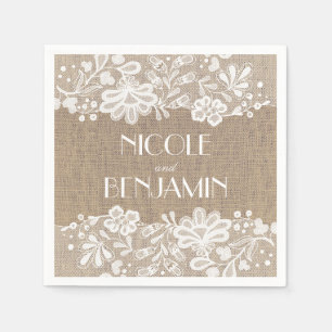 Burlap and Lace Vintage Elegant Wedding Napkin