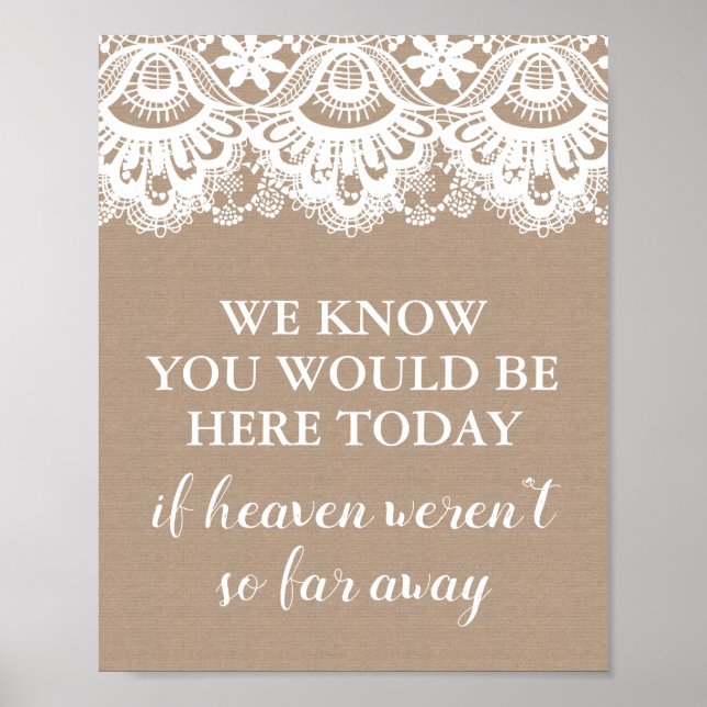 Burlap and Lace We Know You Would Be Here Today Poster (Front)