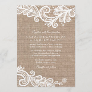 Burlap and Lace Wedding Invitation