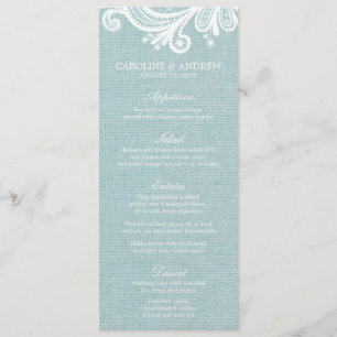 Burlap and Lace Wedding Menu Cards