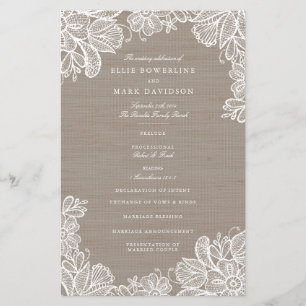 Burlap and Lace Wedding Programs