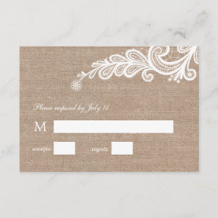 Burlap and Lace Wedding RSVP Response