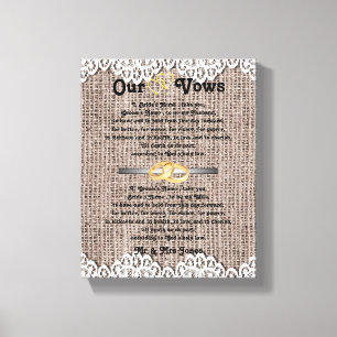 Burlap and lace Wedding Vows Canvas Print