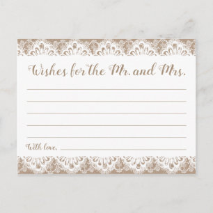 Burlap and Lace Wedding Wishes Cards, Rustic Postcard