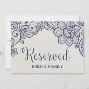 Burlap and Navy Lace Wedding Reserved Sign Invitation