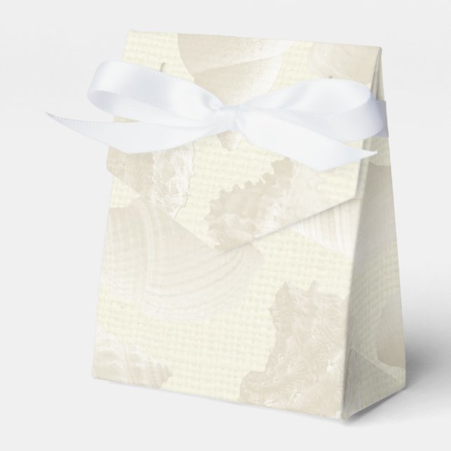 Burlap and Sea Shell Beach Wedding Favour Tent Box (Front Side)