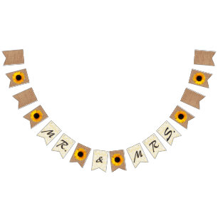 Burlap and Sunflowers Wedding Bunting