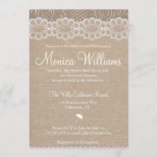 Burlap and Vintage Lace Bridal Shower Invitation