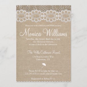Burlap and Vintage Lace Bridal Shower Invitation