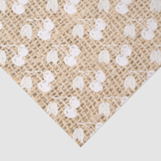 Burlap and White Cherries Tissue Paper