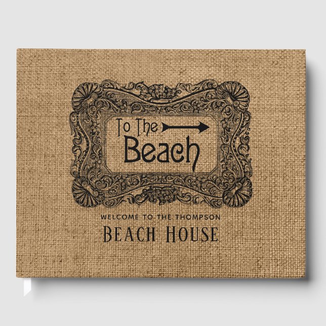 Burlap Beach House Guest Book (Front)