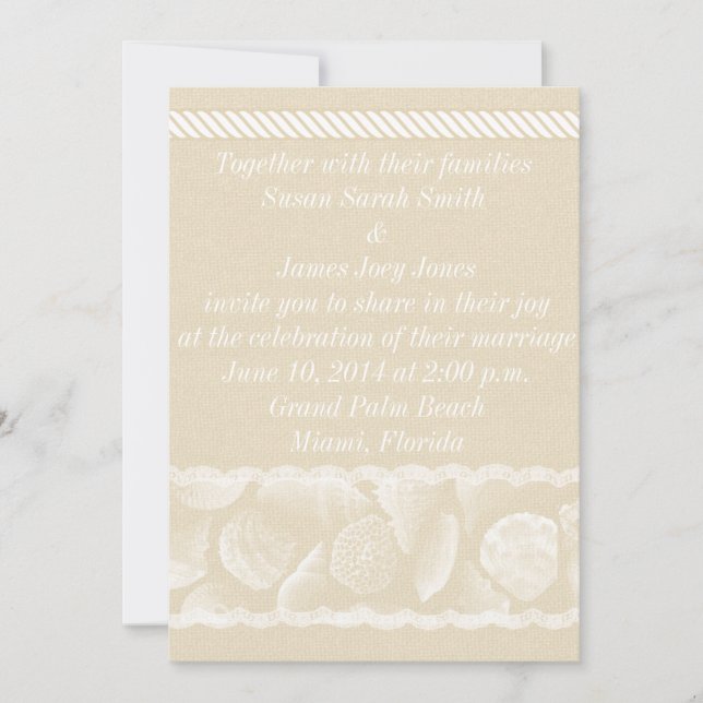 Burlap Beach Wedding Invitation (Front)
