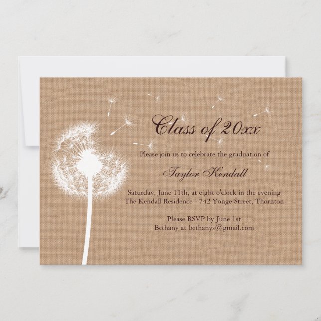 Burlap Best Wishes Graduation Invitation (Front)
