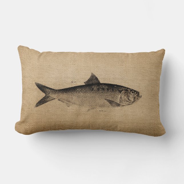 Burlap Big Fish Lumbar Cushion (Front)
