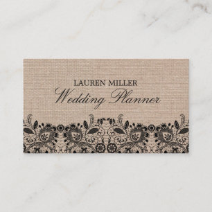 Burlap & Black Lace Business Card