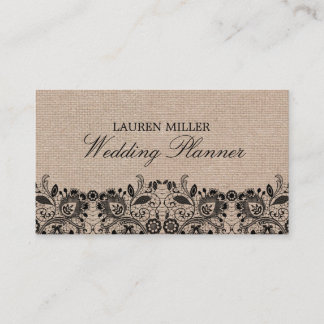 Burlap & Black Lace Business Card